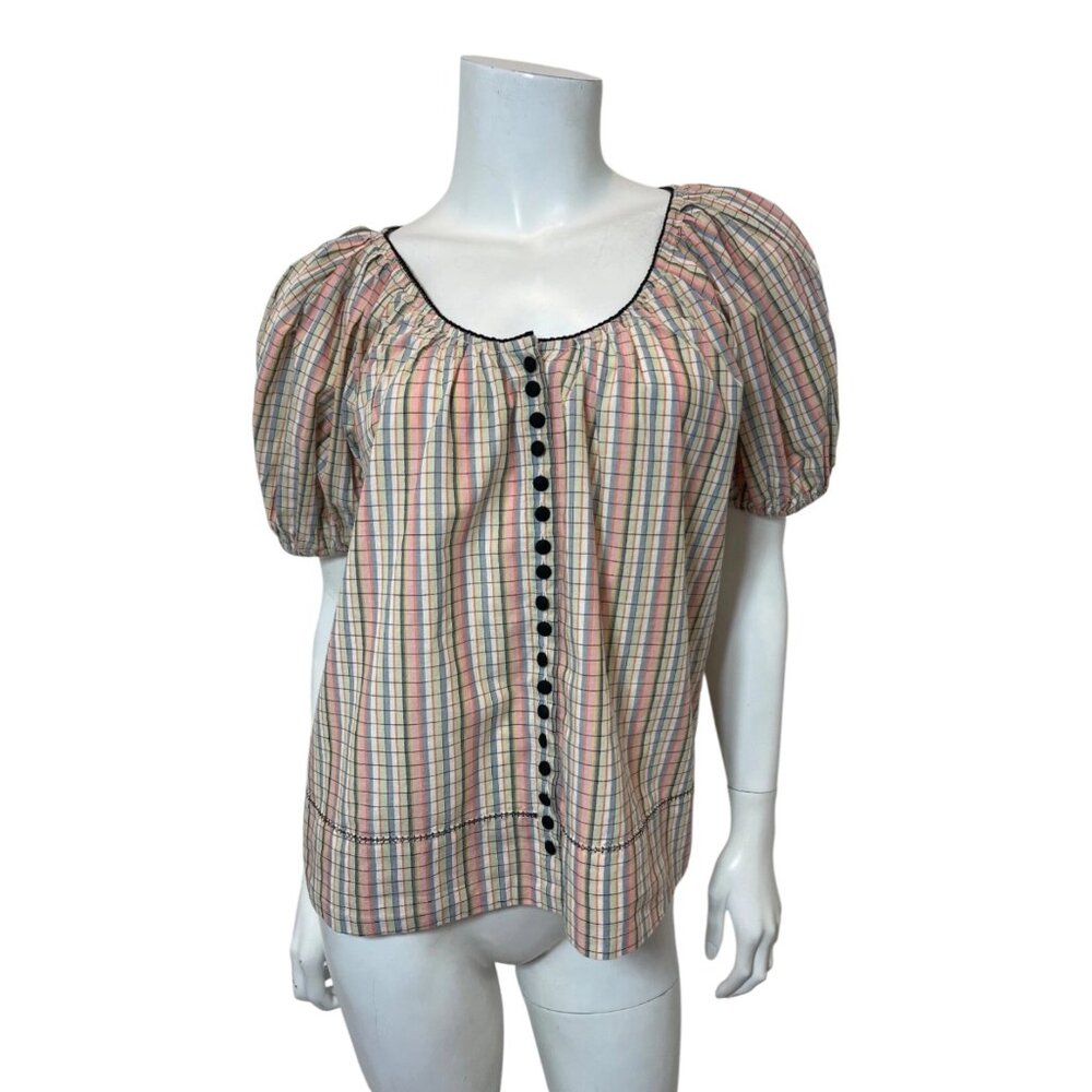 The Great. The Porch Top in Pastel Plaid Size 0